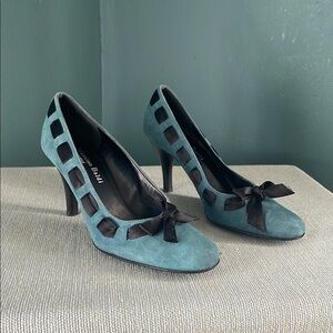 Blue and Black High Heels  Italian made with Cut-Out Design size 6 Massimo Baldi